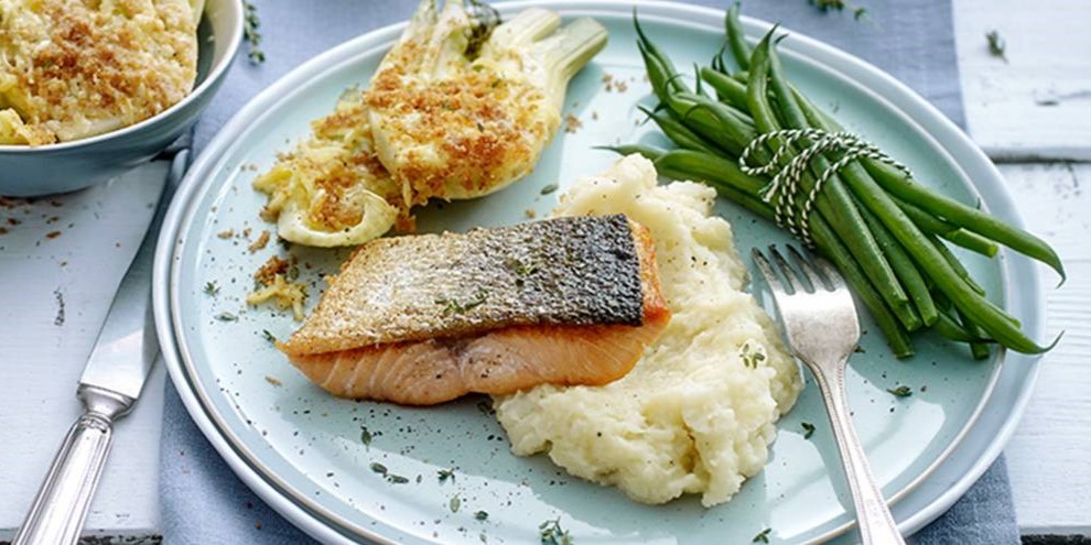 zalm met puree